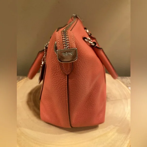 COACH Mini Emma Crossbody Satchel Pebble Leather F31466 Coral & Matching Wallet - Picture 7 of 14